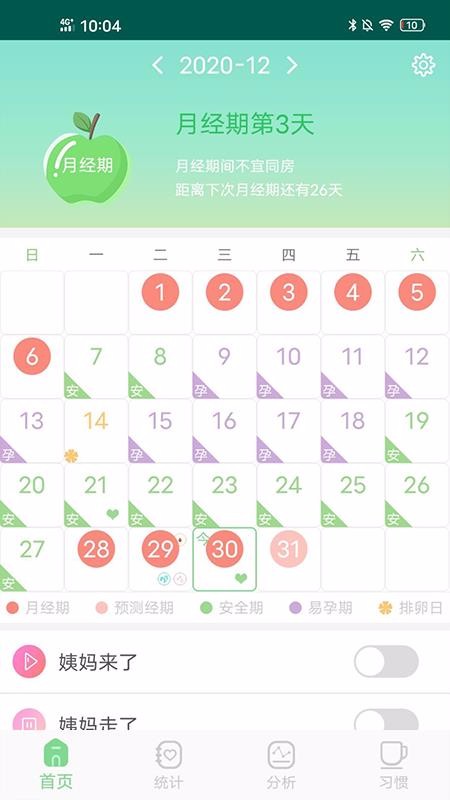 月经期排卵期预测截图
