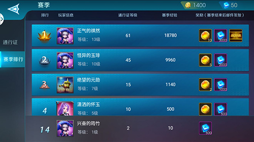 未知世界手游赛季排行