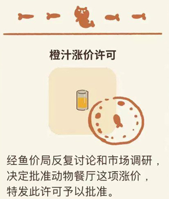 动物餐厅橙汁涨价许可证